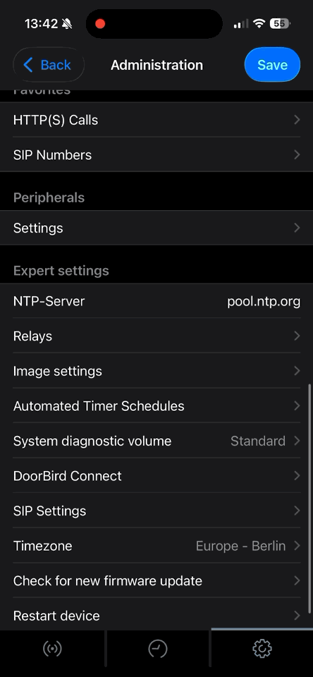 Find "Relays" in the settings