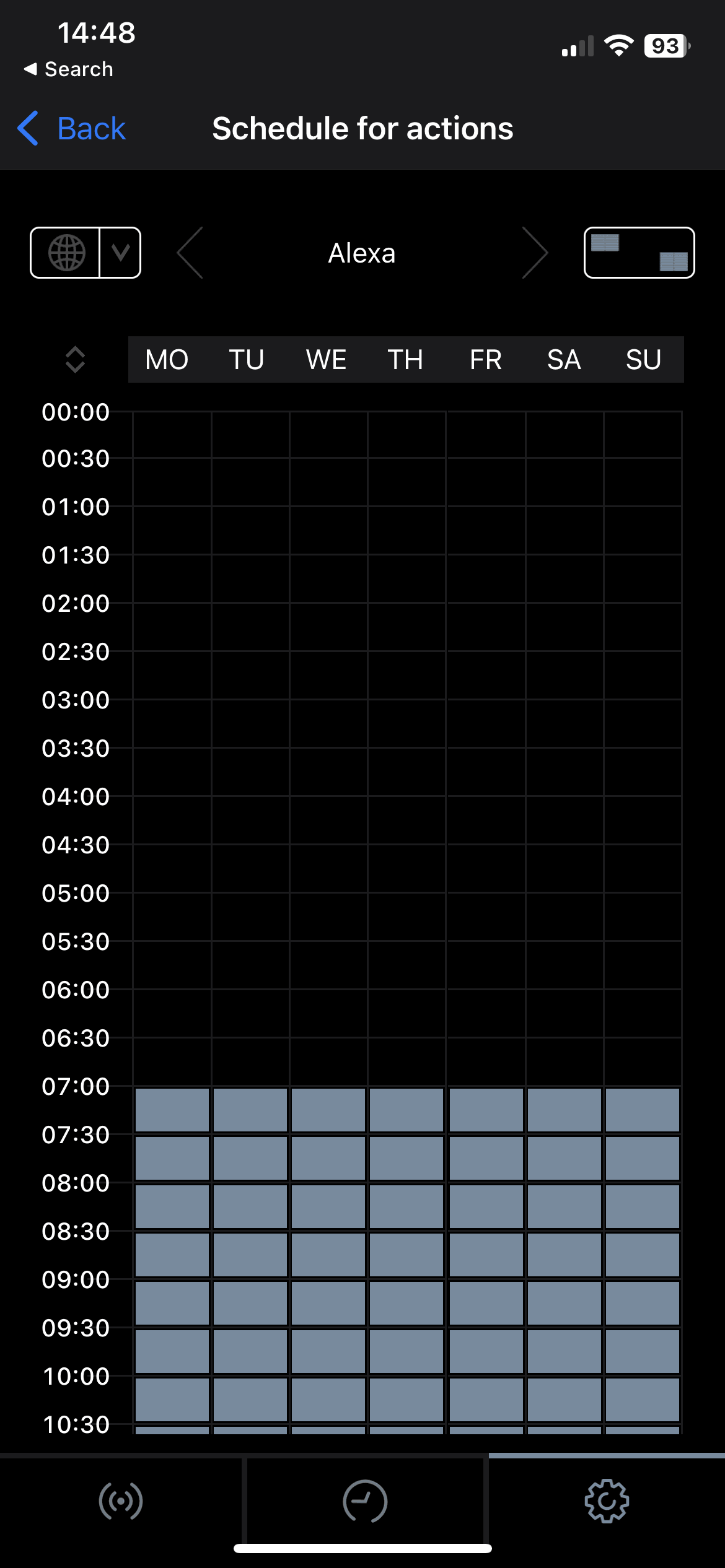 Select the time of day, where Alexa should ring